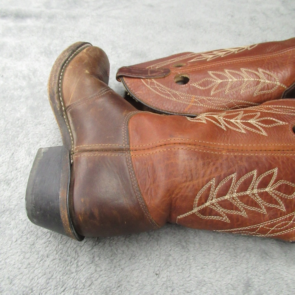 Double H Boots Women 6.5M Brown Leather Embroidery Cowgirl Western Riding USA - Picture 6 of 16